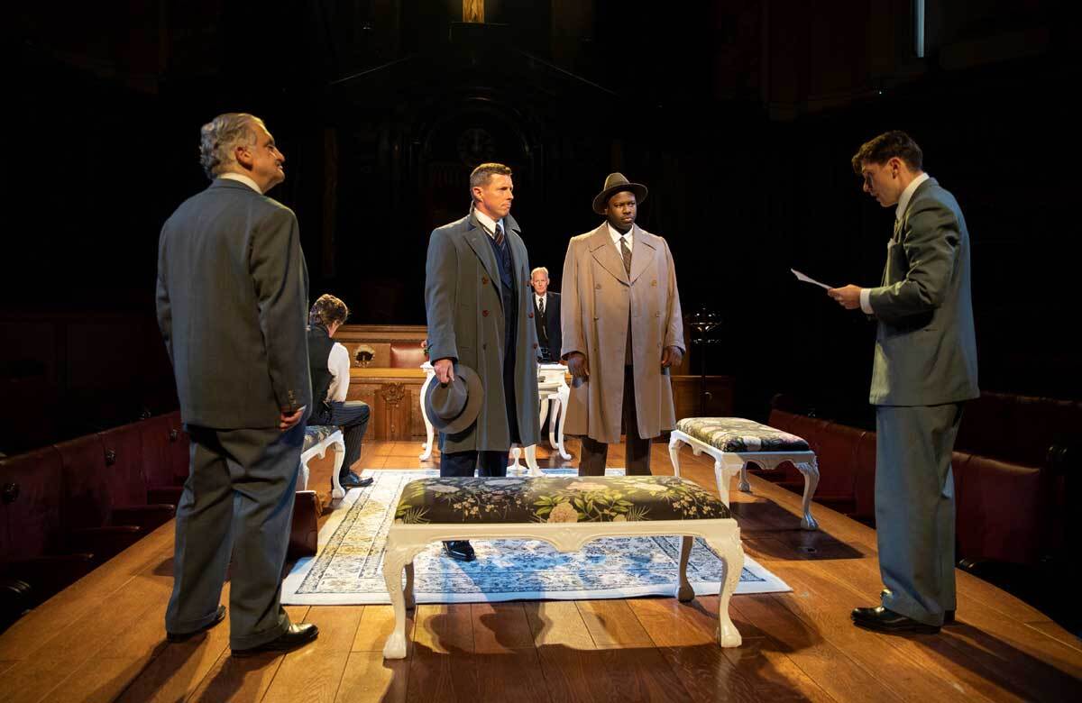 The cast of Witness for the Prosecution at County Hall, London. Photo: Ellie Kurttz