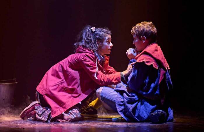 Nia Towle and James Bamford in The Ocean at the End of the Lane at the Duke of York's Theatre, London. Photo: Manuel Harlan