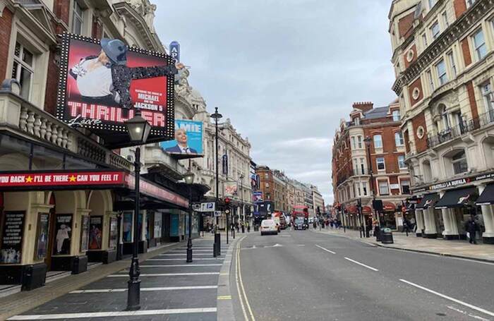 Empty West End theatres in March 2020 as the pandemic lockdown began. Photo: Alistair Smith