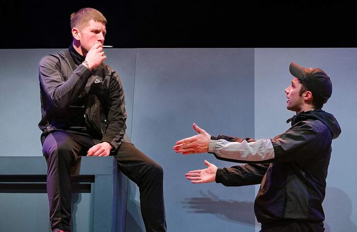 Kyle Rowe and Eddie-Joe Robinson in Sorry, You're Not a Winner at Theatre Royal Plymouth. Photo: Steve Tanner