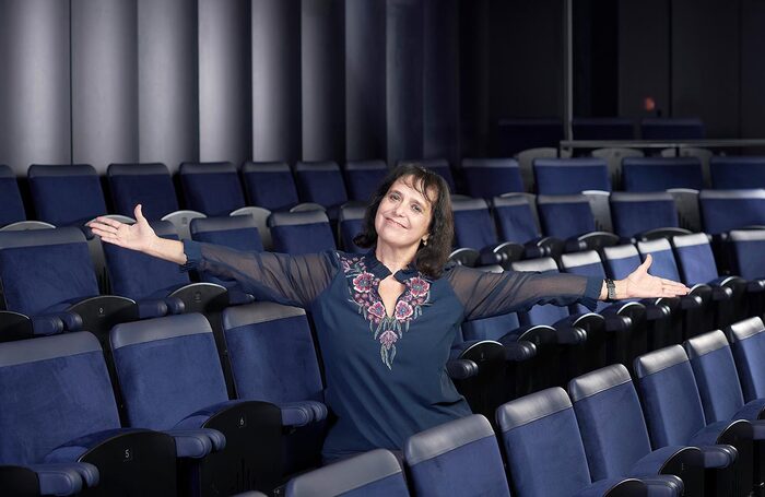 Theatre owner and producer Nica Burns inside the auditorium of @sohoplace. Photo: Geraint Lewis
