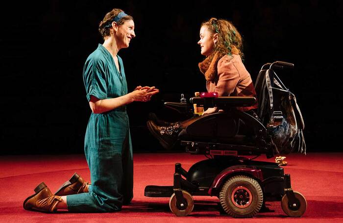 Francesca Martinez and Francesca Mills in All of Us at the National Theatre, London. Photo: Helen Murray