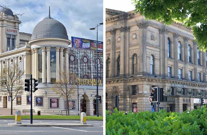 The Alhambra Theatre and St George's Hall in Bradford