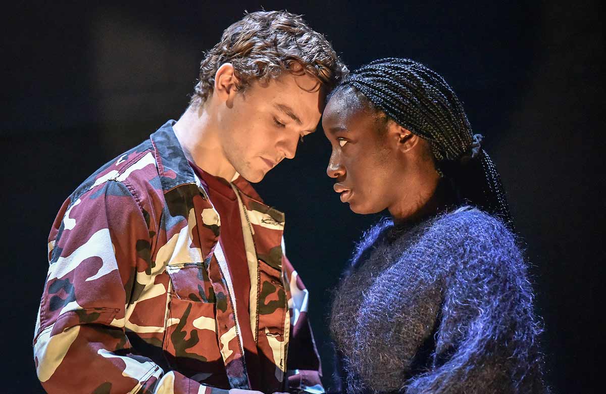 James Arden and Effie Ansah in Noughts and Crosses at York Theatre Royal. Photo: Robert Day