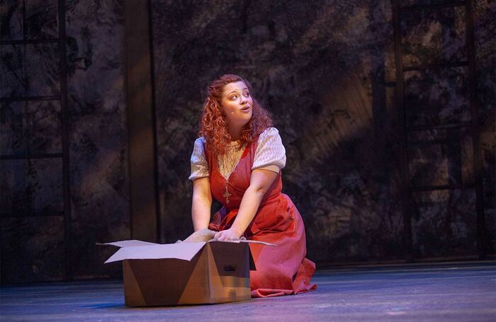 Carrie Hope Fletcher in The Caucasian Chalk Circle at Rose Theatre, Kingston. Photo by Iona Firouzabadi