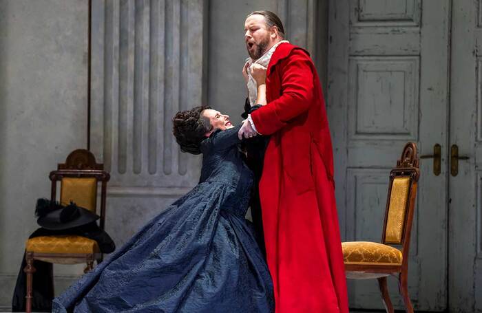 Sinéad Campbell-Wallace and Noel Bouley in Tosca at London Coliseum. Photo: Tristram Kenton