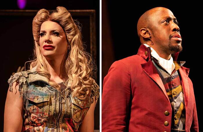 Divina de Campo in Hedwig and the Angry Inch at Leeds Playhouse and Giles Terera in The Meaning of Zong at Bristol Old Vic. Photos: The Other Richard/Curtis Richard