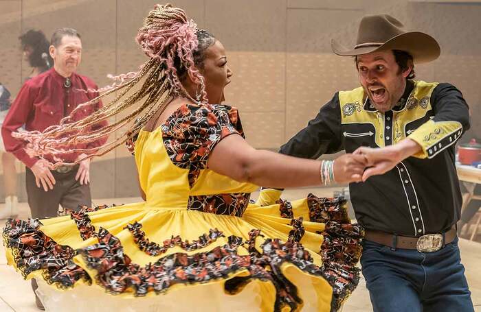 Marisha Wallace and James Davis in Rodgers and Hammerstein’s Oklahoma! at the Young Vic . Photo: Marc Brenner