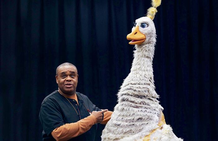 Clive Rowe in rehearsals for Mother Goose at Hackney Empire. Photo: Mark Senior