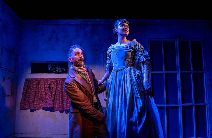 Dennis Herdman and Jennifer Kirby in The Massive Tragedy of Madame Bovary! at Jermyn Street Theatre, London. Photo: Steve Gregson