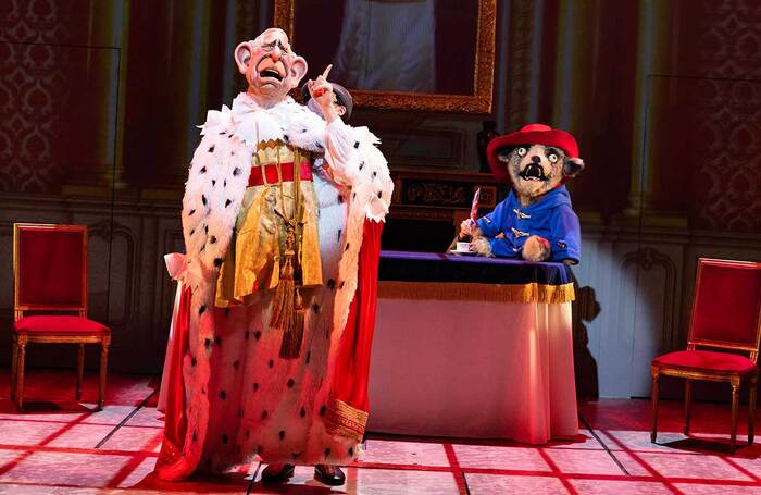 Puppets of King Charles and Paddington Bear in Idiots Assemble – Spitting Image Saves the World: Live on Stage. Photo: Mark Senior