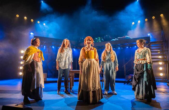 Stephanie MacGaraidh, Melanie Bell, Kirsty Findlay, Bethany Tennick and Blythe Jandoo in A Mother’s Song at Macrobert Arts Centre, Stirling. Photo: Tommy Ga Ken Wan