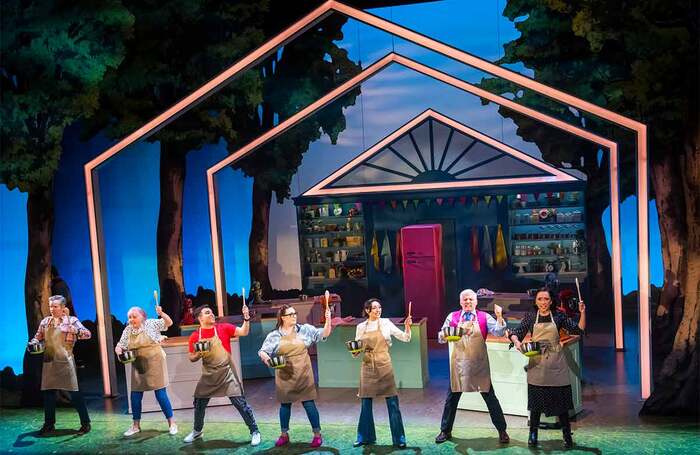 The cast of The Great British Bake Off Musical at the Noël Coward Theatre, London. Photo: Tristram Kenton