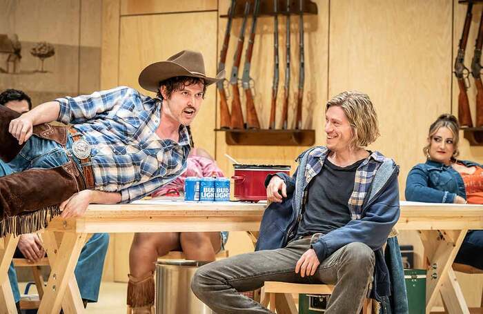James Patrick Davis, Patrick Vaill and Rebekah Hinds in Oklahoma! at Wyndham’s Theatre, London. Photo: Marc Brenner