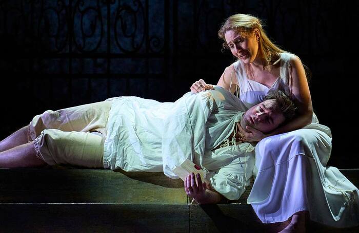 Thomas Elwin and Paula Sides in Lucrezia Borgia, by English Touring Opera, at Hackney Empire, London. Photo: Richard Hubert Smith