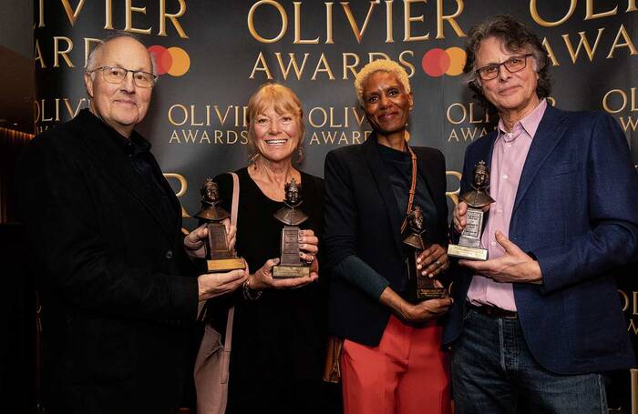 Peter Wilson, Pippa Ailion, Amanda Parker and Andrew Bruce at the Olivier Awards nominees’ lunch in London. Photo: Jemima Marriott