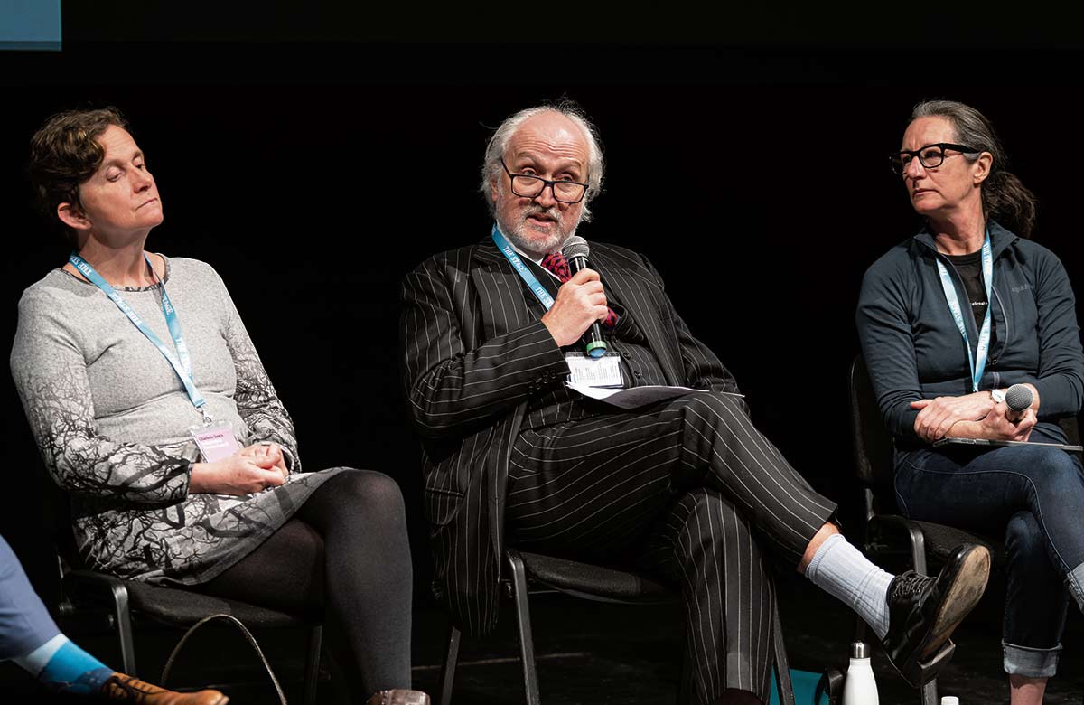 Charlotte Jones, Nick Allott and Paule Constable at the Future of Theatre conference. Photo: David Monteith-Hodge