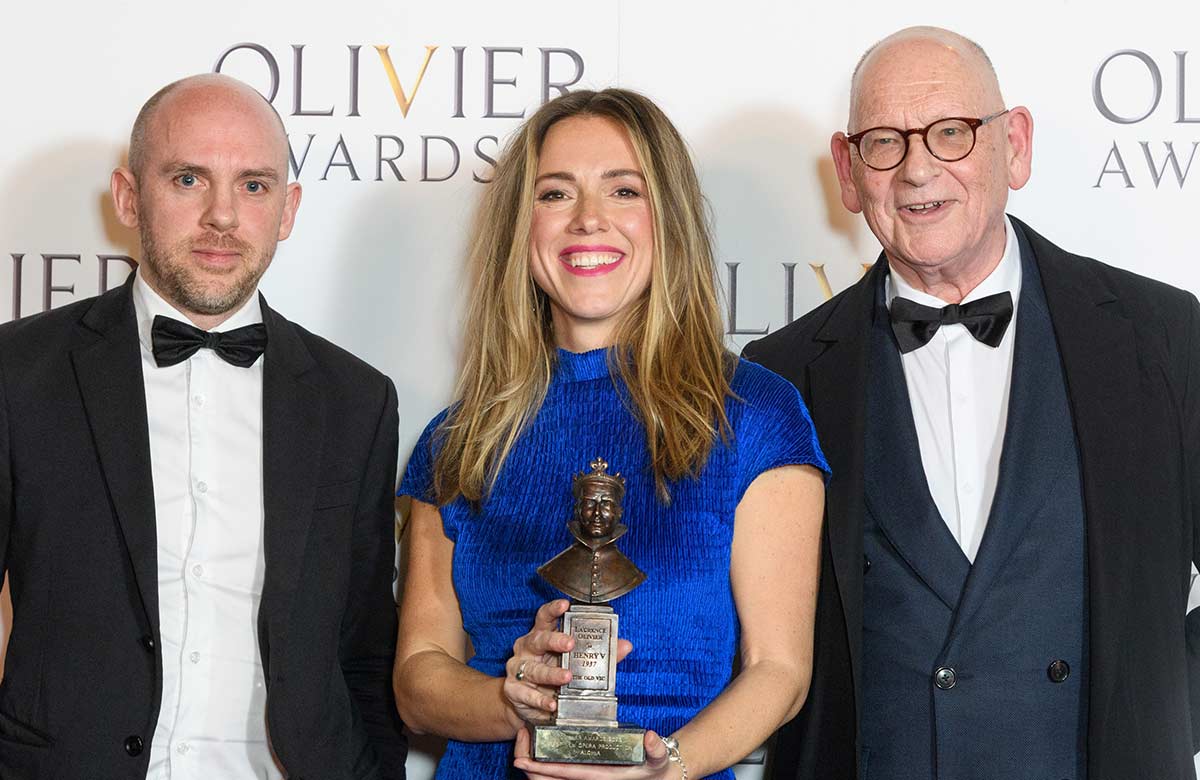Oliver Mears, Mary Bevan and Antony McDonald at the Olivier Awards. Photo: Joanne Davidson 