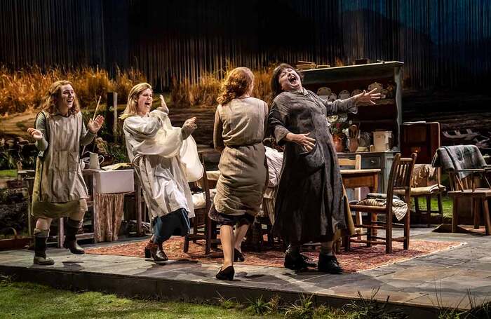 Bláithín Mac Gabhann, Alison Oliver, Louisa Harland and Siobhán McSweeney in Dancing at Lughnasa at the Olivier Theatre, National Theatre, London. Photo: Johan Persson
