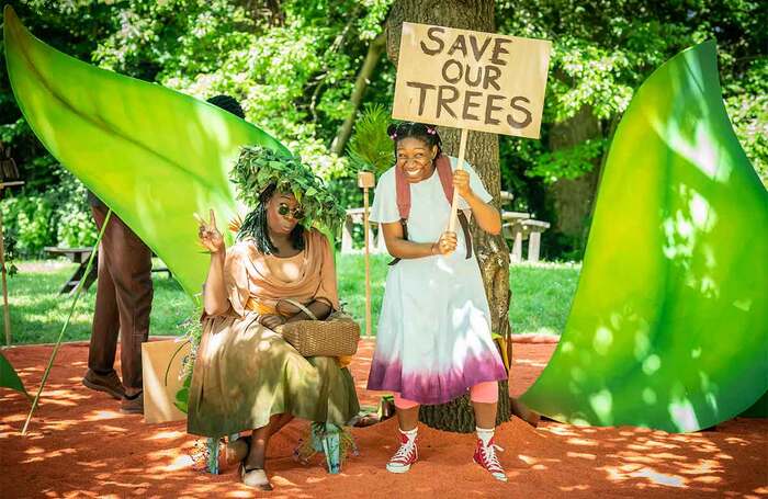 Florence Odumosu and Hannah Akhalu in Every Leaf a Hallelujah at Open Air Theatre, Regent’s Park, London. Photo: Marc Brenner