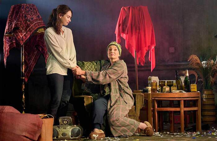 Lily James and Kristin Scott Thomas in Lyonesse at the Harold Pinter Theatre, London. Photo: Manuel Harlan