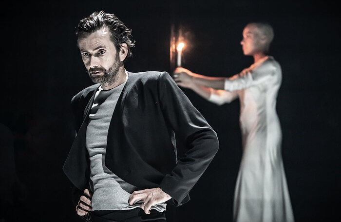 David Tennant and Cush Jumbo in Macbeth at the Donmar Warehouse, London. Photo: Marc Brenner