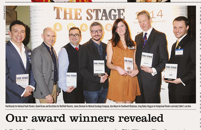 The front page of The Stage, February 6, 2014