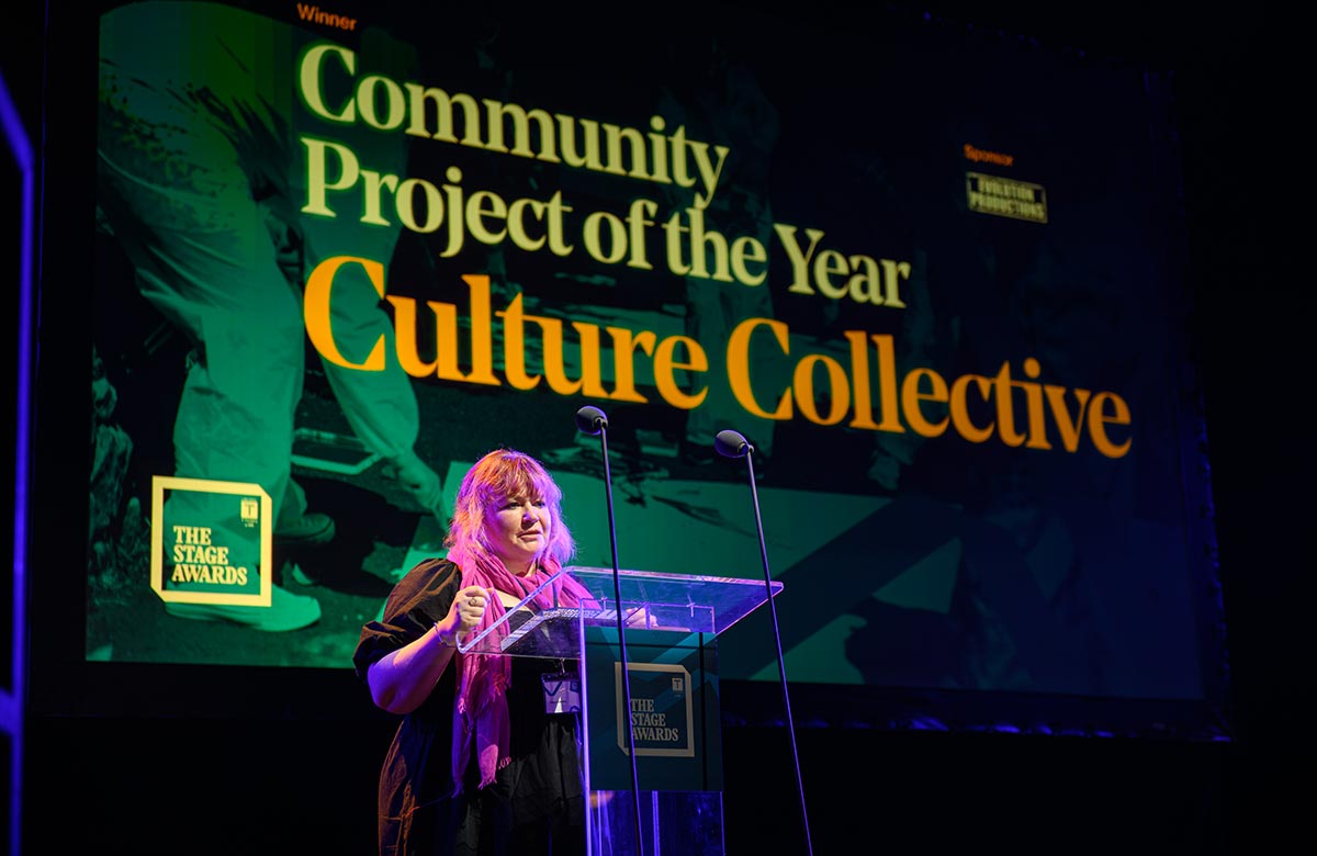 Culture Collective receiving their award for Best Community Project at The Stage Awards 2024. Photo: David Monteith-Hodge
