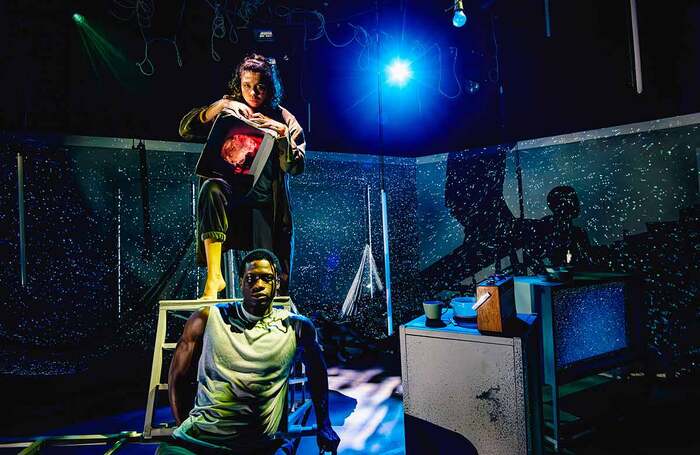 Georgia-Mae Myers and Nedum Okonyia in Frankenstein at Leeds Playhouse. Photo: Ed Waring