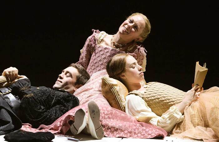 James Corrigan, Lucy Phelps and Freya Mavor in The Other Boleyn Girl at Chichester Festival Theatre. Photo: Stephen Cummiskey