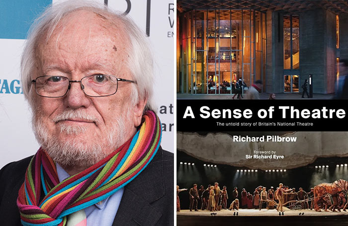 Richard Pilbrow (photo by Alex Brenner) and the cover of A Sense of Theatre